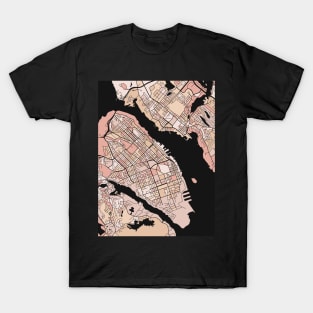 Halifax Map Pattern in Soft Pink Pastels T-Shirt